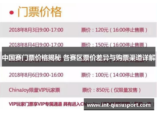 中国赛门票价格揭秘 各赛区票价差异与购票渠道详解